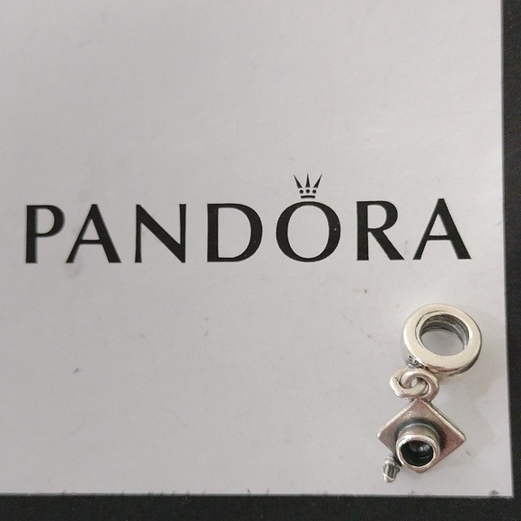 PANDORA Silver Hanging GRADUATION Hat/Cap Dangle Charm 790270, Set of 2 - Picture 3 of 5